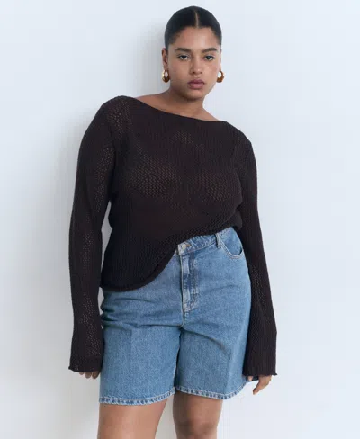 Mango Women's High-waist Straight-fit Denim Shorts In Blue