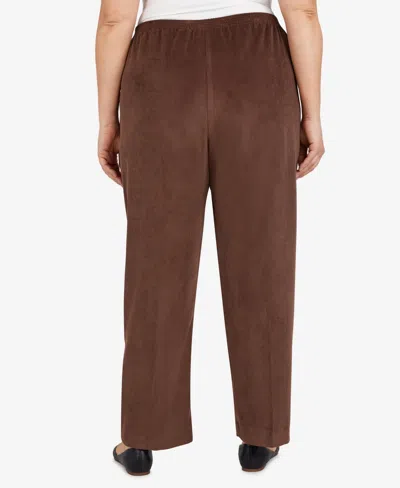 Alfred Dunner Plus Size Classic Corduroy Elastic Waist Short Length Pants In Brown