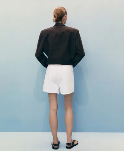 Mango Faux Wrap Denim Skort In White