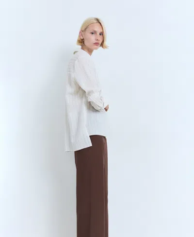 Mango Flat Front Straight Leg Pants In Brown