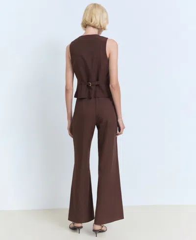 Mango Flat Front Straight Leg Pants In Brown