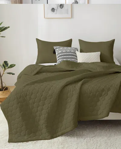 St. James Home Mini Honeycomb Down Alternative Blanket Set, King In Green