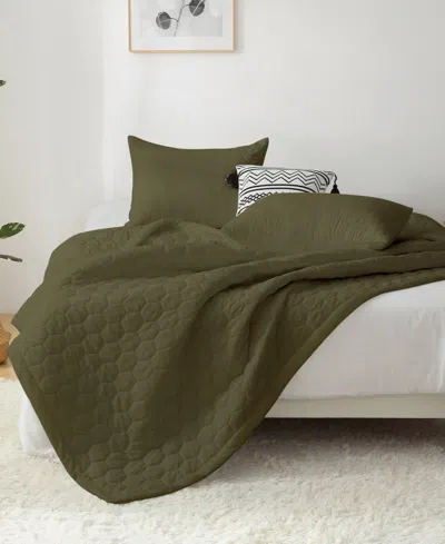 St. James Home Mini Honeycomb Down Alternative Blanket Set, King In Green