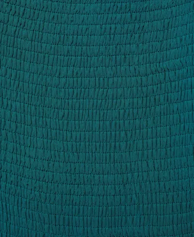 Mango Asymmetric Smocked One-shoulder Midi Dress In Green