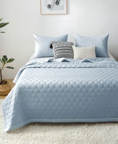 St. James Home Mini Honeycomb Down Alternative Blanket Set, Twin In Blue