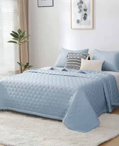 St. James Home Mini Honeycomb Down Alternative Blanket Set, Twin In Blue