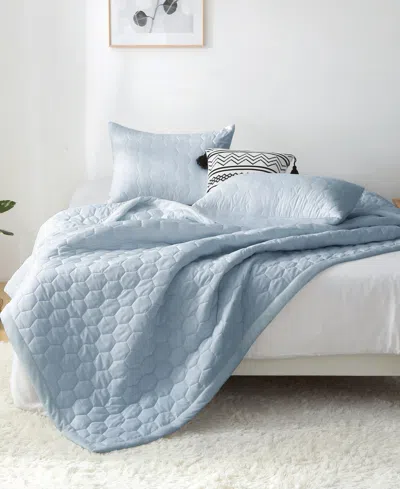 St. James Home Mini Honeycomb Down Alternative Blanket Set, Twin In Blue