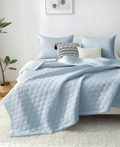 St. James Home Mini Honeycomb Down Alternative Blanket Set, Twin In Blue