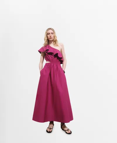 Mango Asymmetrical Dress With Cut-out Fuchsia In Pink