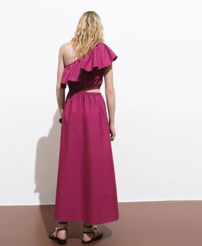 Mango Asymmetrical Dress With Cut-out Fuchsia In Pink