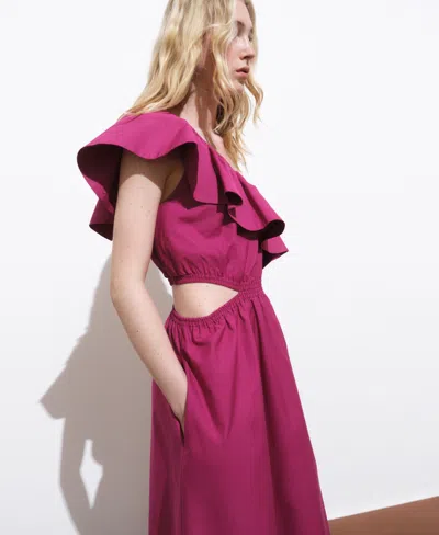 Mango Asymmetrical Dress With Cut-out Fuchsia In Pink