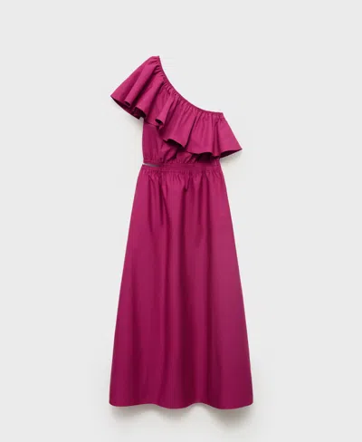 Mango Asymmetrical Dress With Cut-out Fuchsia In Pink