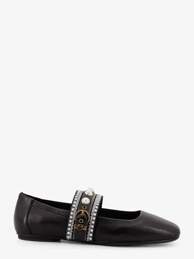 Pinko Leather Ballerinas In Black