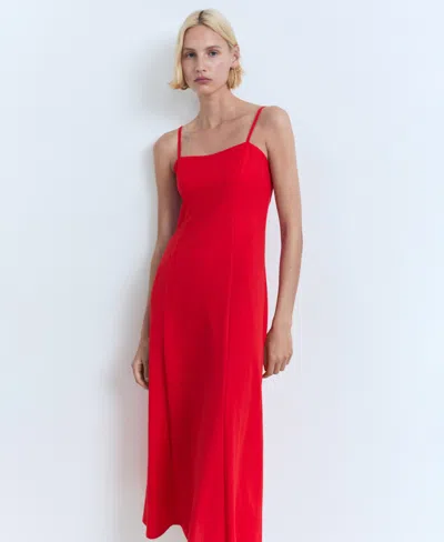 Mango Midi Dress With Bow At Back Red In Red