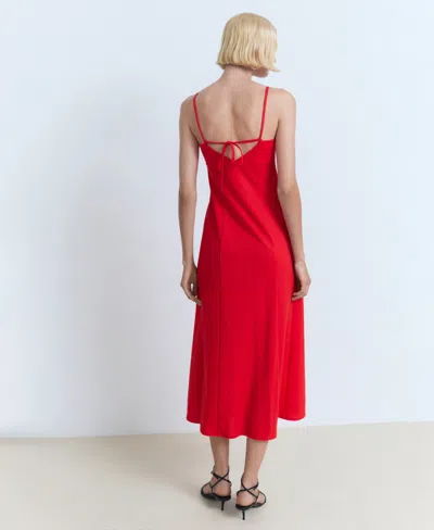 Mango Midi Dress With Bow At Back Red In Red