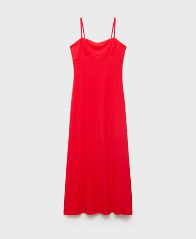Mango Midi Dress With Bow At Back Red In Red