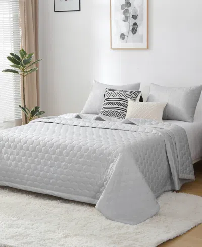 St. James Home Mini Honeycomb Down Alternative Blanket Set, Full/queen In Gray