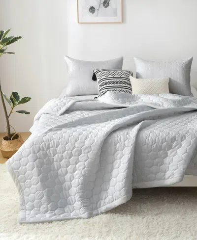 St. James Home Mini Honeycomb Down Alternative Blanket Set, Full/queen In Gray