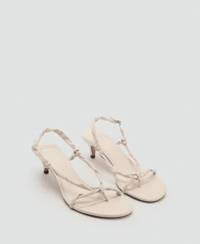 Mango Ruched Strips Sandals Ecru In Sand