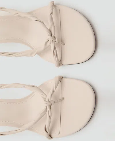 Mango Ruched Strips Sandals Ecru In Sand