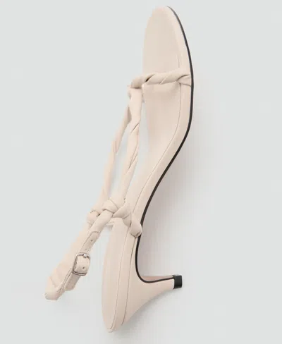 Mango Ruched Strips Sandals Ecru In Sand