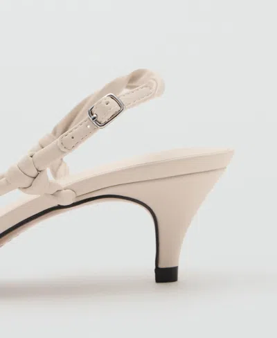 Mango Ruched Strips Sandals Ecru In Sand