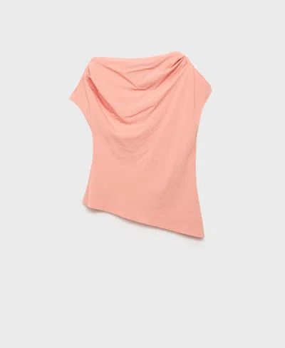 Mango Draped Asymmetric Blouse Pink In Pink