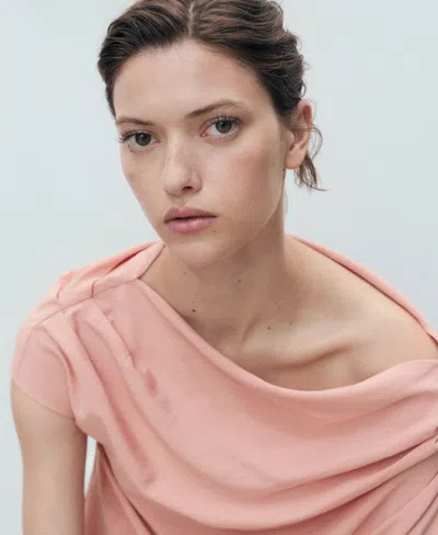Mango Draped Asymmetric Blouse Pink In Pink
