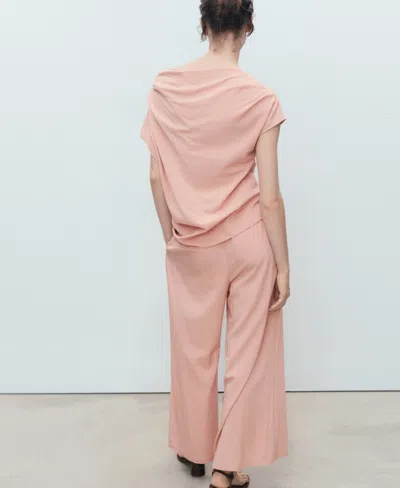Mango Draped Asymmetric Blouse Pink In Pink