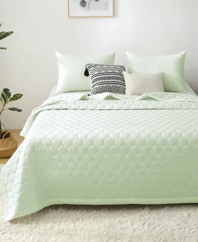 St. James Home Mini Honeycomb Down Alternative Blanket Set, Full/queen In Green