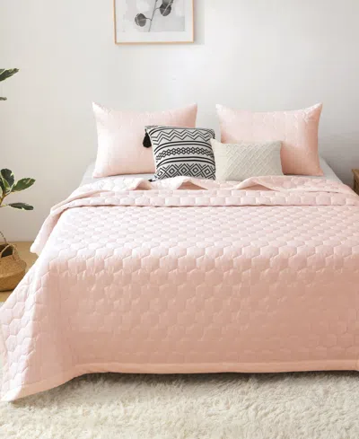 St. James Home Mini Honeycomb Down Alternative Blanket Set, Twin In Pink