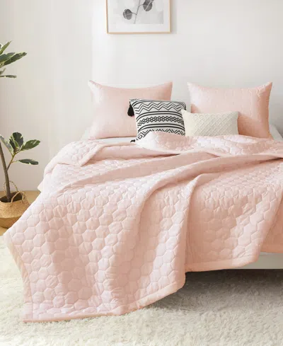 St. James Home Mini Honeycomb Down Alternative Blanket Set, Twin In Pink