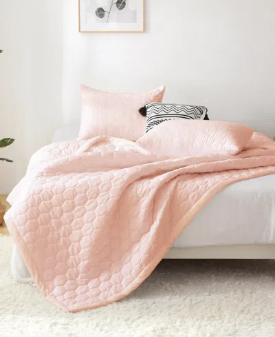 St. James Home Mini Honeycomb Down Alternative Blanket Set, Twin In Pink