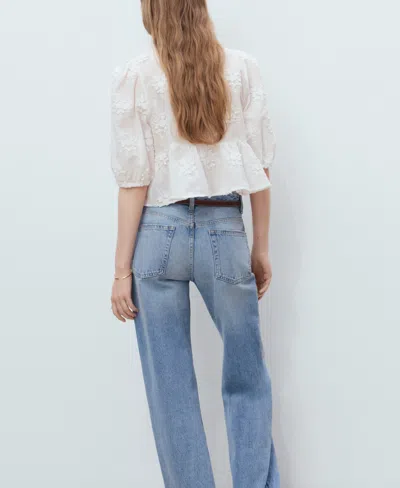 Mango Women's Cotton Embroidered Blouse In White