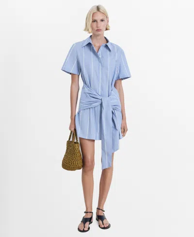 Mango Women's Striped Knot Shirt Dress In Blue