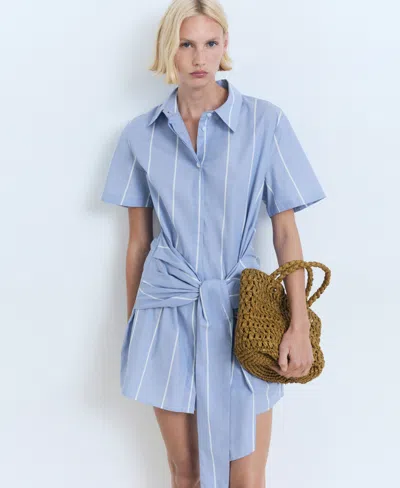 Mango Women's Striped Knot Shirt Dress In Blue
