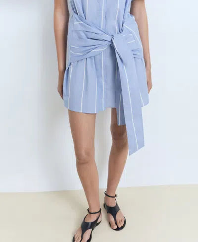 Mango Women's Striped Knot Shirt Dress In Blue