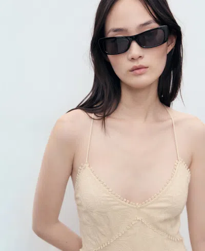 Mango Lace Camisole Dress Pastel Green In Neutral