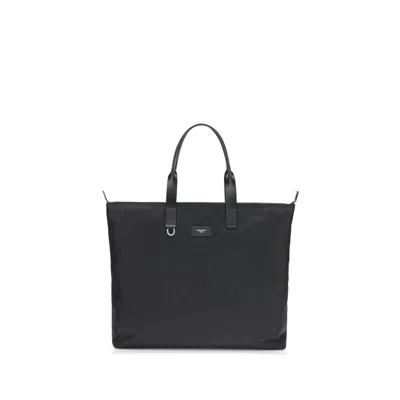 Dolce & Gabbana Zippered Tote Bag With Leather Handles In Black