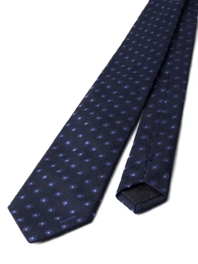 Prada Dot-pattern Silk Tie In Blue