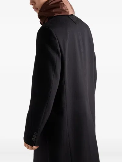 Prada Single-breasted Wool Blend Coat In Black