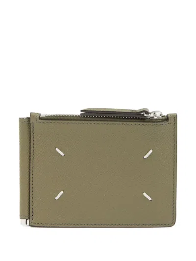 Maison Margiela Khaki Four Stitches Wallet In Green