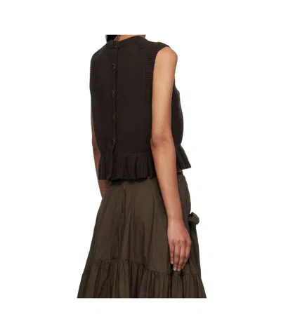Cecilie Bahnsen Bill Ruffled Cashmere And Wool-blend Peplum Tank In Brown