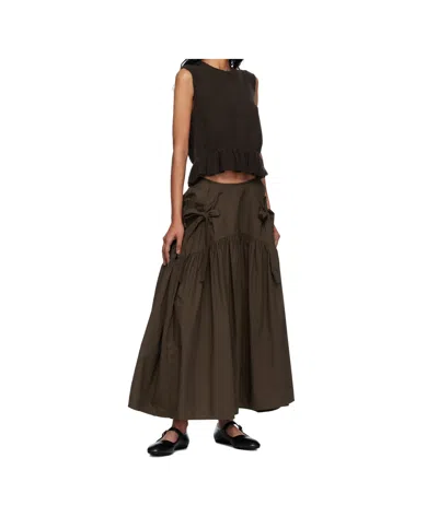 Cecilie Bahnsen Bill Ruffled Cashmere And Wool-blend Peplum Tank In Brown