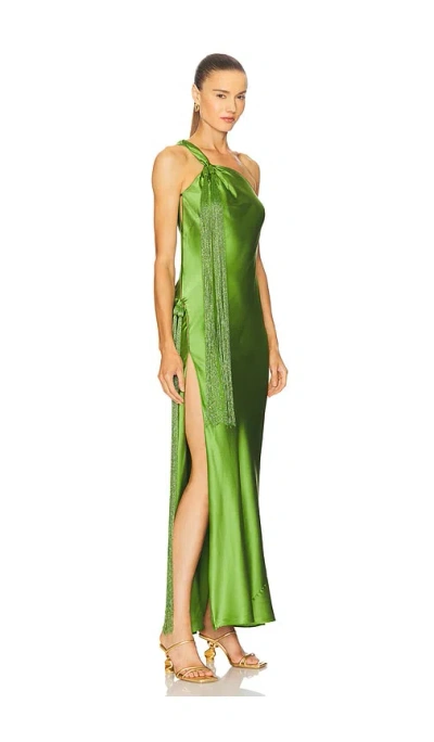 Cult Gaia Tassel One-shoulder Maxi Dress In Green