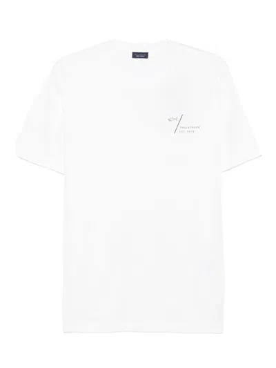 Paul & Shark Crew Neck Short Sleeve Straight Hem T-shirt In White