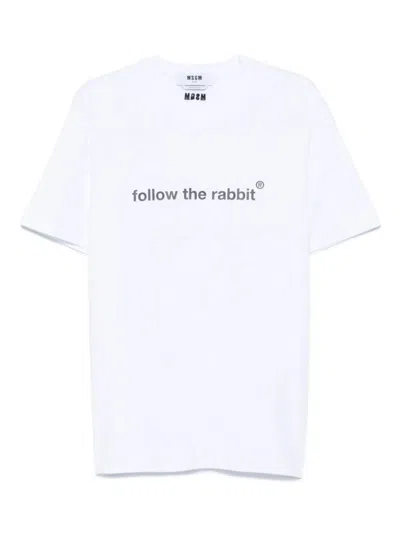 Msgm Follow The Rabbit T-shirt In White