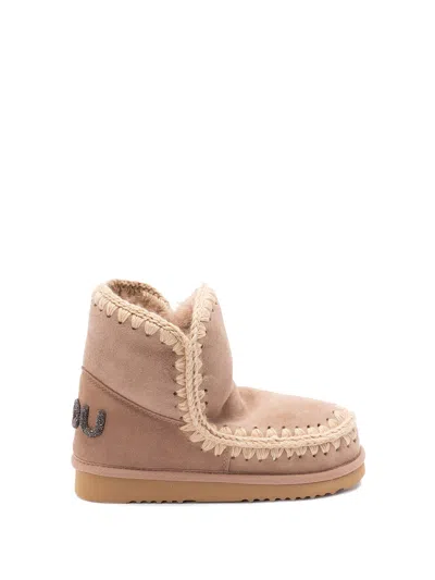 Mou Eskimo 18 Bounce Tan Sheepskin Ankle Boots In Pink