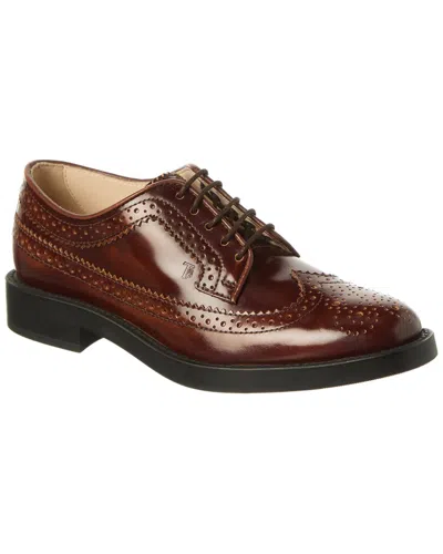 Tod's Logo-tag Leather Brogues In Brown