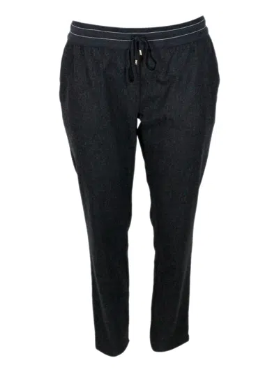 Lorena Antoniazzi Wool Blend Pants In Blue